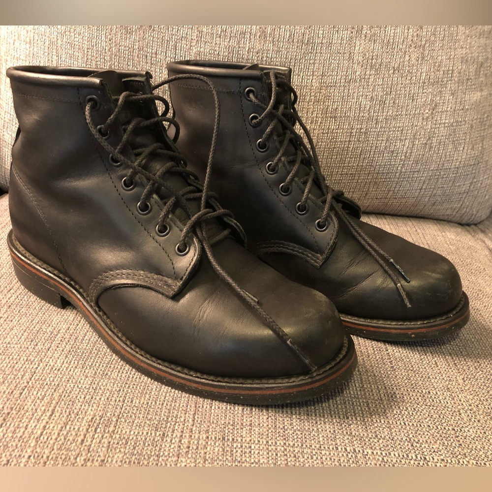 Chippewa x LL Bean Men's 7.5 Katahdin Iron Works Black Leather Boots